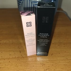 Brand New Givenchy Black Rouge Interdit Lipstick And Rose Perfecto Lip Gloss